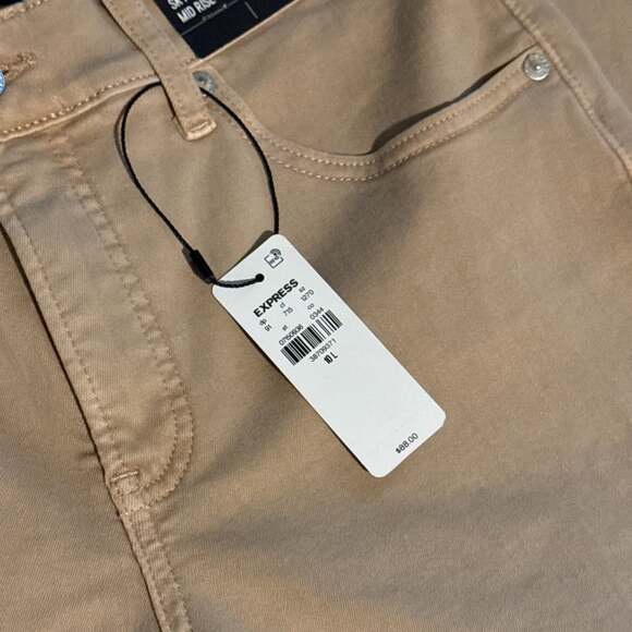 Express Skinny High Rise Hyper Stretch Jeans in Tan - Picture 2 of 4